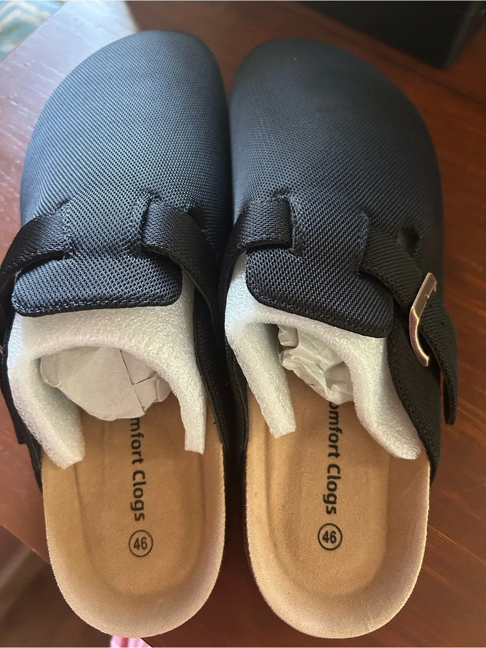 Black Men's Slip-On Clog with Adjustable Buckle